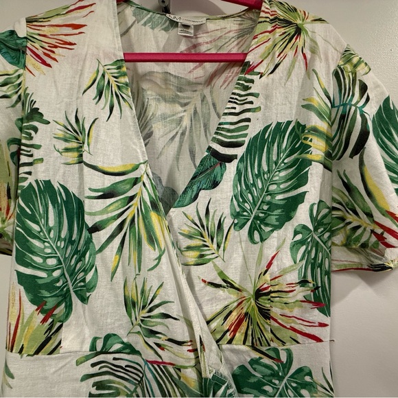 Neiman Marcus Tropical Linen Blend Wrap Dress – Size Small - Picture 1 of 8